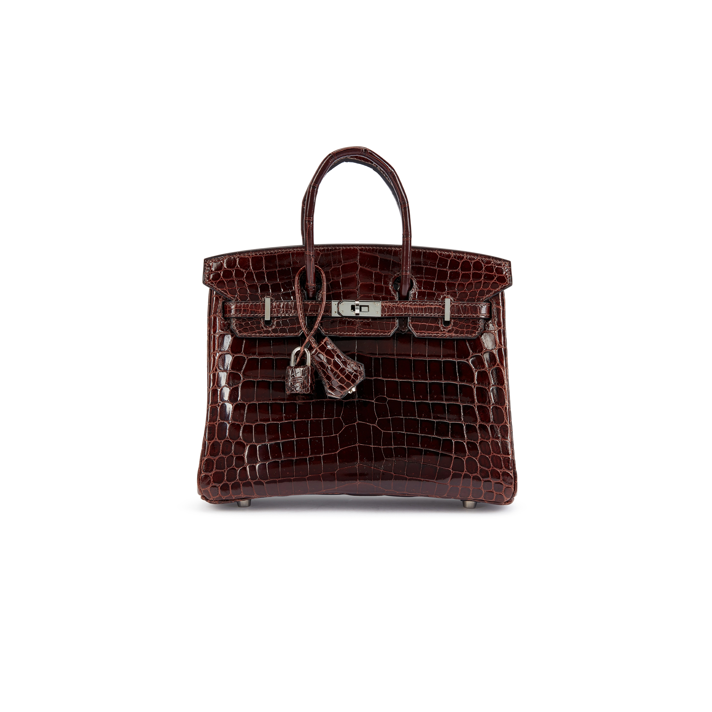 HERMÈS MASTER BIRKIN 30 CROCODILE LEATHER BORDEAUX RED SILVER BUCKLE H041367CK9O (30*22*16cm)